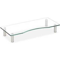 Relaxdays Supporto Monitor, Alzatina per tv, Standing Computer Desk, Rialzo Scrivania, Regolabile, 56x24 cm, trasparente