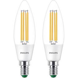 Philips LED bulb E14 B35 2.3 W 485lm 3,000K 2-pack