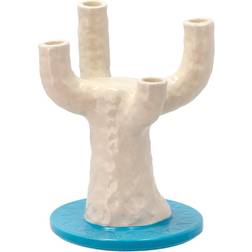 Villa Collection Styles Blå Hvid 19.5 x 25 cm Lysestage