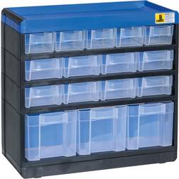 EUROKRAFTpro VARIOPLUS PRO small parts cabinet, HxWxD 285 x 300 x 135 mm, 16 drawers, 16 dividers