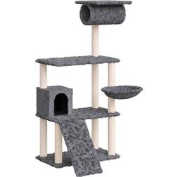 vidaXL Albero Per Gatti Con Tiragraffi In Sisal Grigio Scuro 131 cm