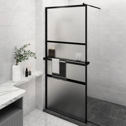 vidaXL Paroi De Douche Avec étagère Noir 100 x 195 cm Verre ESG&Aluminium