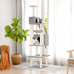 vidaXL Albero Per Gatti Con Tiragraffi In Sisal Grigio Chiaro 201 cm Cod MXL 13146