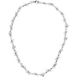 Urban Classics Barbed Wire Necklace Halsband Unisex silverfärgad