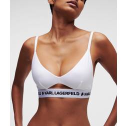 Karl Lagerfeld Logo Peephole Bra, Woman, White