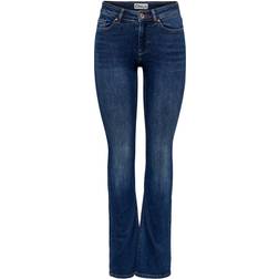 Only Blush Mid Rise Flared Fit Jeans - Blue/Dark Blue Denim