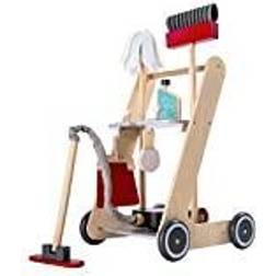 Bayer Chariots de nettoyage en bois pour enfants avec balais, aspirateur et accessoires