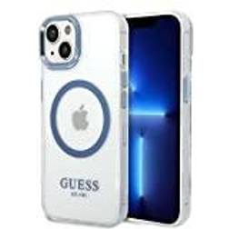 Guess Coque Magsafe pour iPhone 13 PU Peony Metal Plate Noir