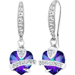 Elli Earrings 925 Sterling Silver Purple Heart Crystals