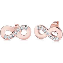 Elli Dam 925 sterling silver kristaller oändliga örhängen guldpläterad, colore: Rosa, cod. 0309222914