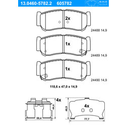 ATE 13.0460-5782.2 Bremsbelagsatz, Scheibenbremse