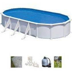 Gre Kit piscine hors-sol atlantis acier blanc ovale 8 renforts 800 x 470 x h132 cm