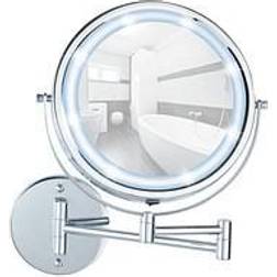 Wenko Væghængt Power-Loc LUMI Kosmetikspejl med LED-belysning - Forstørrelse x5