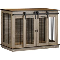 Pawhut Dog Crate Dog Cage End Table with Divider Panel