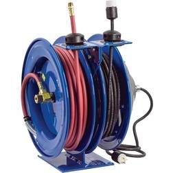 Coxreels Hose Reel 3/8" 50' Dual Purpose Spring Rewind 300PSI & Single Industrial Receptacle 50' Cord AWG