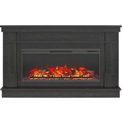 Ameriwood Home Elmcroft Wide Mantel with Electric Fireplace, Black