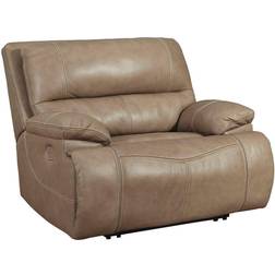 Ashley Furniture Ricmen Leather Power Recliner in Putty Armchair