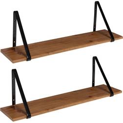 Kate and Laurel Soloman 7 Rustic Brown/Black Wall Shelf