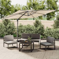 vidaXL Parasol Cantilever À Double Toit Blanc Sable 300x300 cm