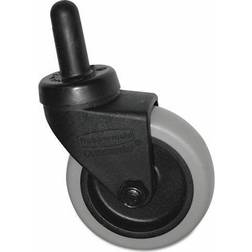 Rubbermaid Commercial Replacement Swivel Bayonet Casters, 3" Wheel, Thermoplastic Rubber, Black