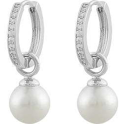 Snö of Sweden Core pearl ring ear s/white, Øreringe