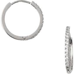 Orelia Pave Mid-Sized Huggie Hoop Earrings - Silver