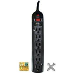 Weltron 10ft Power Cord 6-Outlet Surge Protector Power Strip Black WSP600PLF10BK