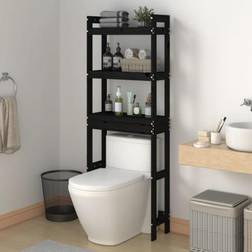vidaXL Toiletstativ 63 x 26 x 171 cm Massivt Fyrretræ Sort