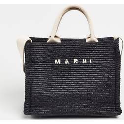 Marni Marni-Raffia-Effect Small Tote Bag Handbags Nero-Donna Black OS