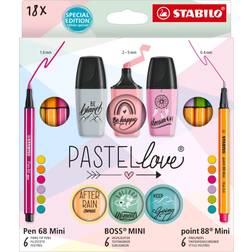 Stabilo Pastel Love, sæt med 18 ass. penne Fjernlager, 4-5 dages levering