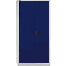 Bisley Stahlschrank Universal E722A03G505 lichtgrau, oxofordblau aufgebaut