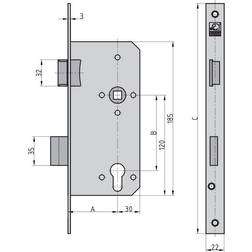 Basi 9790-6522 Serrure De Porte De Chambre À Insérer Argent