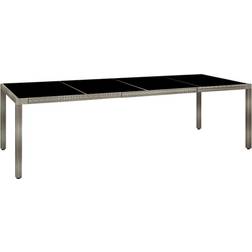 vidaXL Mesa De Jardín De Vidrio Templado Ratán PE Gris 250x100x75 cm