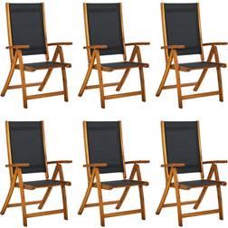 vidaXL Foldbare Havestole 6 Stk Massivt Akacietræ og Textilene Havestol