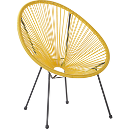 Beliani Chaise Fauteuil Type Spaghetti en Rotin pe Jaune et Acier Design