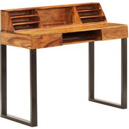 vidaXL Acier 110x50x94 cm Table d'Ecriture Table d'Ordinateur With Steel Legs Solid Sheesham Wood Bureau d'écriture