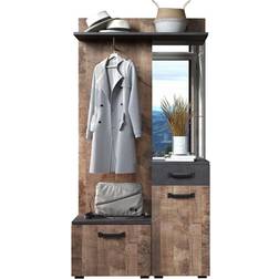 Meuble D'entrée Avec Miroir L 104 x P 32 x H 190 cm Armoire