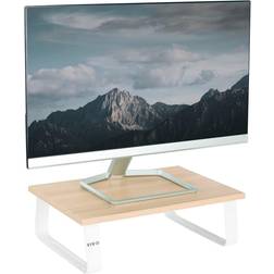 Vivo 15 Desktop Stand Monitor Riser Desk Organizer Light Wood Top White Legs