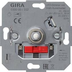 Gira LED Dimmer Drehaus 20-200W 030000 Glühlampe, Taster Schalter, Grau