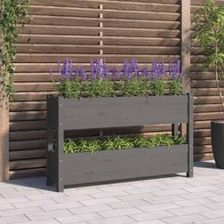 vidaXL Planter Grey 112x25x66 Solid Wood Pine