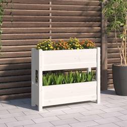 vidaXL Plantekasse 77 x 25 x 66 cm Massivt Fyrretræ Hvid Plantekasse