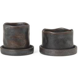 Ferm Living Uneru Mini Plant Pots Set of 2 in Black