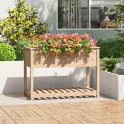 vidaXL Jardinera Con Estante De Madera Maciza De Pino 111.5 x 54 x 81 cm - Marrón