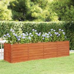 vidaXL Letto Rialzato da Giardino Ruggine 320x80x77 cm Acciaio Corten - Marrone