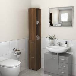 vidaXL De Baño Madera Contrachapada Marrón Roble 25 x 26.5 x 170 cm Armario