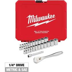 Milwaukee 1/4 Drive SAE/Metric Ratchet Mechanics Tool 25-Piece Head Socket Wrench