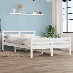 vidaXL Estructura De Cama De Madera Maciza Blanco 160x200 cm