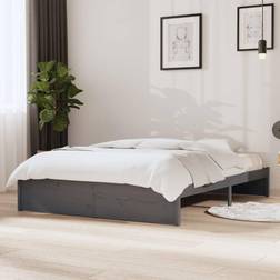 vidaXL Estructura De Cama De Madera Maciza Gris 140x190 cm