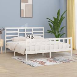 vidaXL 200x200 cm Massivt Fyrretræ Hvid Sengeramme