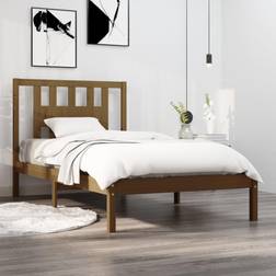 vidaXL 100x200 cm Massivt Fyrretræ Gyldenbrun Sengeramme